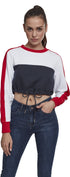 Ladies Cropped 3-Tone Stripe Crew