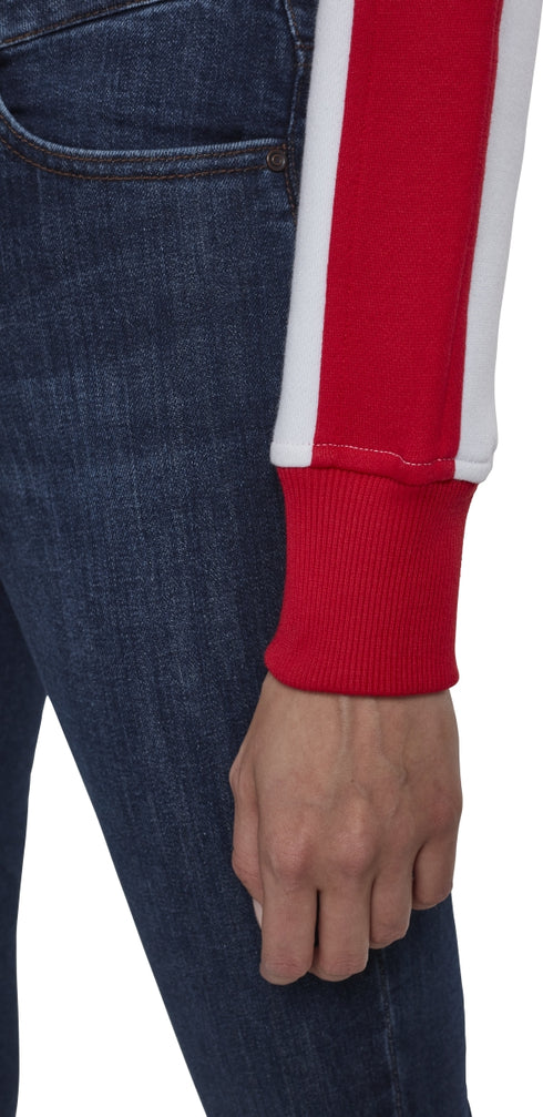 Ladies Cropped 3-Tone Stripe Crew