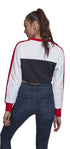 Ladies Cropped 3-Tone Stripe Crew