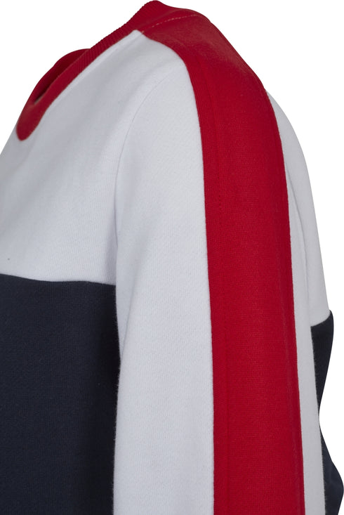 Ladies Cropped 3-Tone Stripe Crew