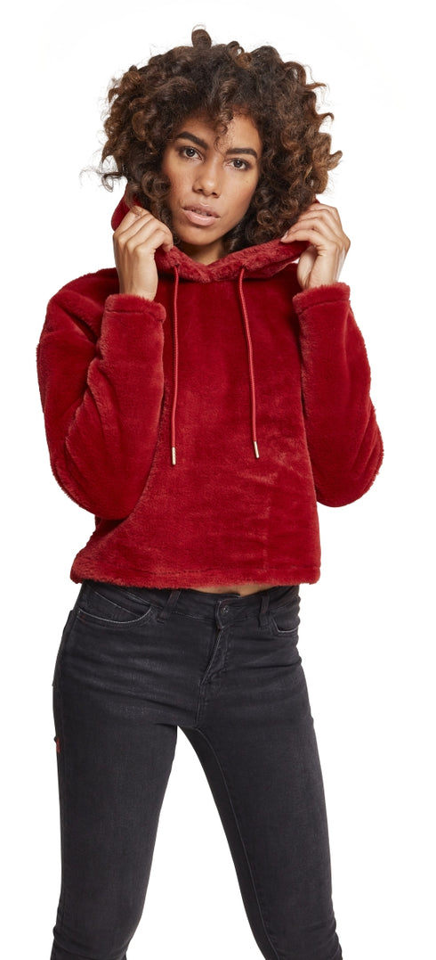 Ladies Oversize Short Teddy Hoodie