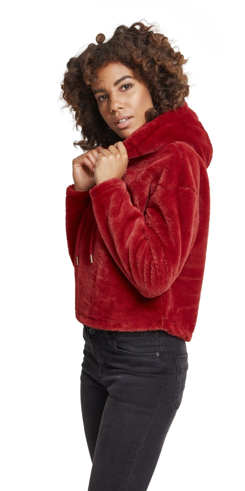 Ladies Oversize Short Teddy Hoodie