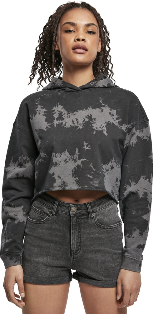 Ladies Oversized Short Bleached Hoodie
