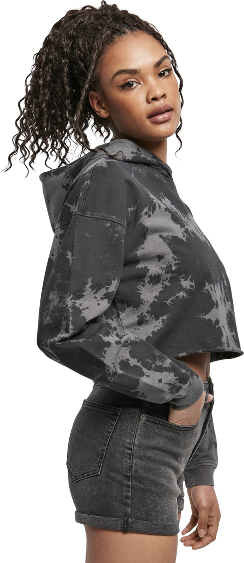 Ladies Oversized Short Bleached Hoodie