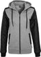 Ladies Diamond Synthetic Leather Sleeve Zip Hoodie