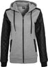 Ladies Diamond Synthetic Leather Sleeve Zip Hoodie